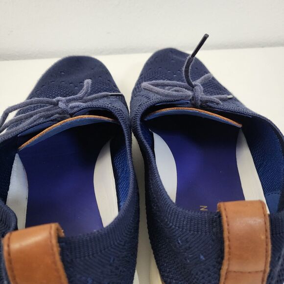 COLE HAAN Grand OS Mens 12 Navy Blue Knit Lace Up Wingtip Oxford Shoes Comfort main image 5